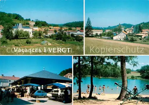 AK / Ansichtskarte Vergt Vue densemble La halle jour de marche Le plan d eau Vergt