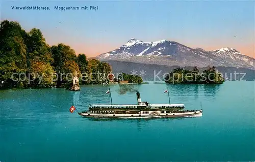 AK / Ansichtskarte  Dampfer_Seitenrad Vierwaldstaettersee Meggenhorn mit Rigi 