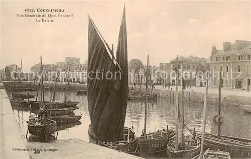 AK / Ansichtskarte Concarneau_29_Finistere Vue generale du Quai Peneroff le bassin bateaux 