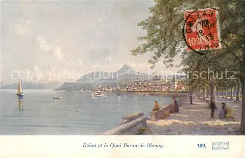 AK / Ansichtskarte Evian les Bains_74 Quai Baron de Blonay Peinture Kuenstlerkarte 