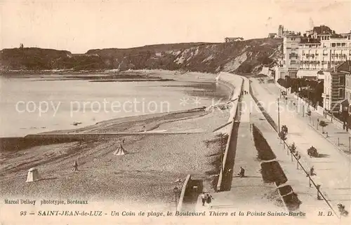AK / Ansichtskarte Saint Jean de Luz Un coin de plage Boulevard Thiers et Pointe Sainte Barbe Saint Jean de Luz