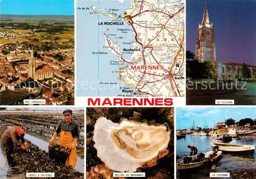 AK / Ansichtskarte Marennes_17_Charente Maritime Vue generale aerienne Le Clocher Parcs a Huitres Huitre de Marennes La Cayenne 
