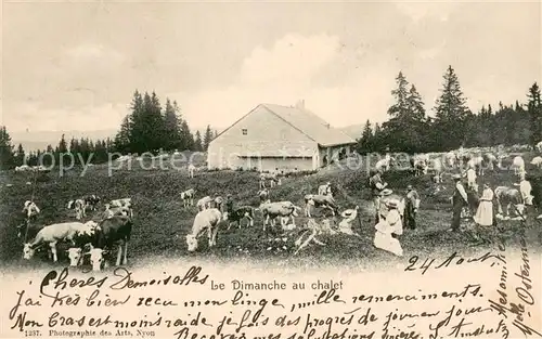 AK / Ansichtskarte  Bauernhof Le Dimanche au Chalet Kueche in freien 