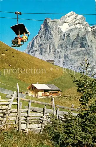 AK / Ansichtskarte 73814865 Sessellift_Chairlift_Telesiege Grindelwald First Wetterhorn 