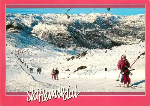 AK / Ansichtskarte 73814888 Skilift_Schlepplift_Remontees-Mecaniques Ski Hemsedal  