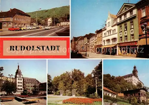 AK / Ansichtskarte  Rudolstadt Thaelmannstrasse Blick zum Rathaus Wilhelm Pieck Platz Heidecksburg Rudolstadt