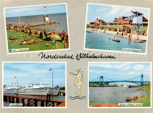 AK / Ansichtskarte 73814957 Wilhelmshaven Am Suedstrand Strandpromenade Schnellboote Kaiser Wilhelm Bruecke Wilhelmshaven