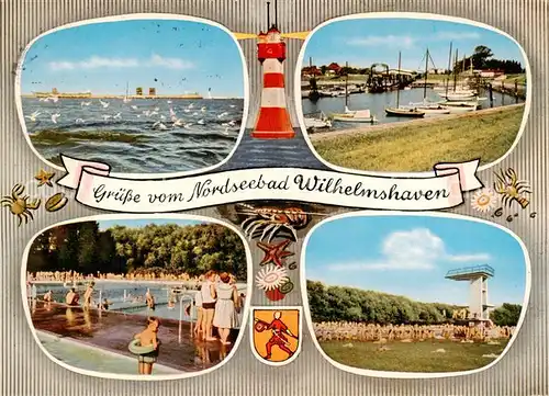 AK / Ansichtskarte 73814958 Wilhelmshaven oelhafen Nassau Bruecke Leuchtturm Roter Sand Marinebad Wilhelmshaven