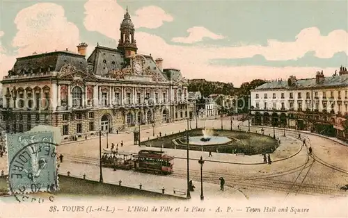 AK / Ansichtskarte Tours_37 Hotel de Ville et la Place 