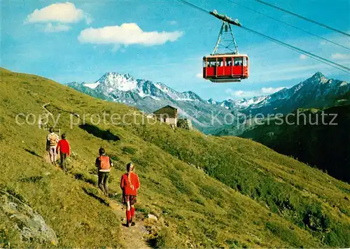 AK / Ansichtskarte  Seilbahn_Cable-Car_Telepherique Davos Flueela Pischabahn gegen Wisshorn und Schwarzhorn 