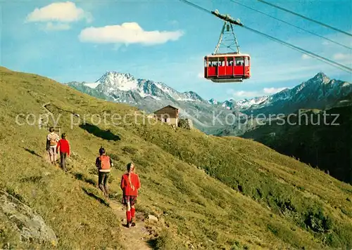 AK / Ansichtskarte  Seilbahn_Cable-Car_Telepherique Davos Flueela Pischabahn gegen Wisshorn und Schwarzhorn 