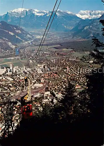 AK / Ansichtskarte 73815069 Seilbahn_Cable-Car_Telepherique Chur gegen das Churer Rheintal Falknis Piz Vilan 