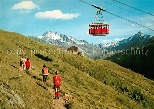 AK / Ansichtskarte 73815070 Seilbahn_Cable-Car_Telepherique Davos Flueela Pischabahn gegen Wisshorn und Schwarzhorn 