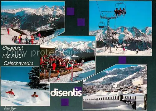 AK / Ansichtskarte  Sessellift_Chairlift_Telesiege Disentis Piz Ault Caischavedra 