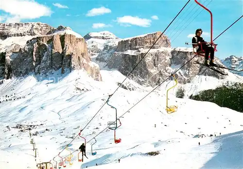 AK / Ansichtskarte  Sessellift_Chairlift_Telesiege Passo sella Torri del Sella  