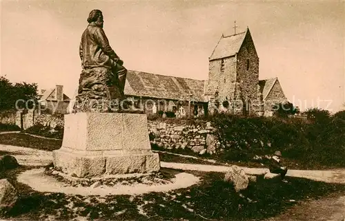 AK / Ansichtskarte Greville Hague Eglise et Statue ou celebre peintre JF Millet Greville Hague