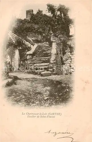 AK / Ansichtskarte La_Chartre sur le Loir_72_Sarthe Escalier de Saint Vincent 