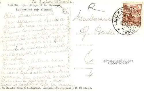 AK / Ansichtskarte Leukerbad_Loueche les Bains_VS mit Gemmi 