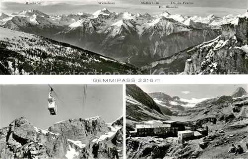 AK / Ansichtskarte Gemmipass_2322m_VS Luftseilbahn Leukerbad Gemmi Hotel Wildstrubel 