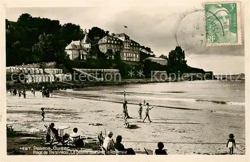 AK / Ansichtskarte Perros Guirec_22_Cotes d_Armor Plage de Trestraou Point ouest et la Roserai 