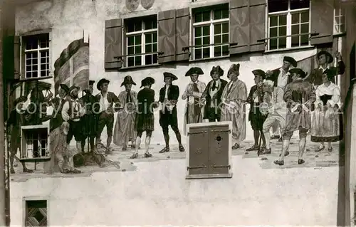 AK / Ansichtskarte Maienfeld_GR Wandgemaelde am Rathaus 