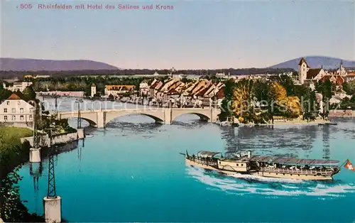 AK / Ansichtskarte Rheinfelden_AG  mit Bruecke Hotel des Salines und Krone Rheinfelden AG