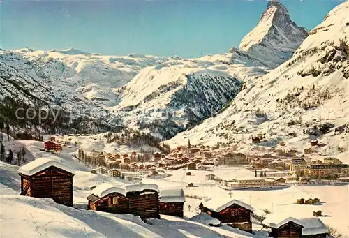 AK / Ansichtskarte Zermatt_VS Winterpanorama mit Matterhorn Walliser Alpen Zermatt_VS