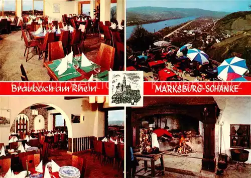 AK / Ansichtskarte 73815620 Braubach_Rhein Marksburg Schaenke Gastraeume Panorama Grill Braubach Rhein