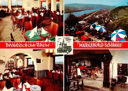 AK / Ansichtskarte  Braubach_Rhein Marksburg Schaenke Gastraeume Panorama Grill Braubach Rhein