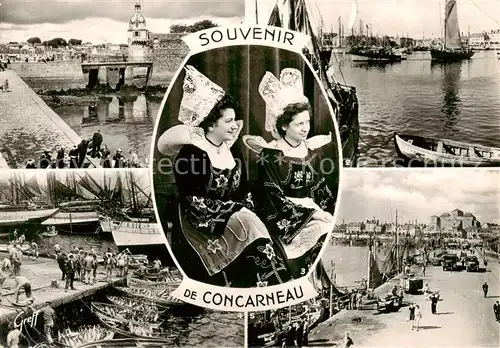 AK / Ansichtskarte  Concarneau_29_Finistere Entree de la Ville close Le Port Coiffes et Costumes Debarquement du Thon Vue densemble du Port 