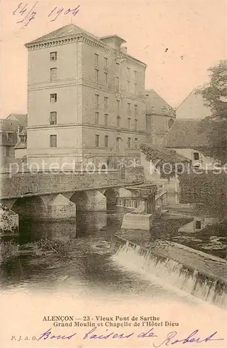AK / Ansichtskarte  Alencon_61 Vieux Pont de Sarthe Grand Moulin et Chapelle de lHotel Dieu 
