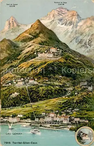 AK / Ansichtskarte  Territet_Montreux_VD mit Glion Caux und Lac Leman 