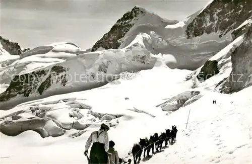 AK / Ansichtskarte  Jungfraujoch_3457m_BE mit Rottalhorn und Polarhundeschlitten 