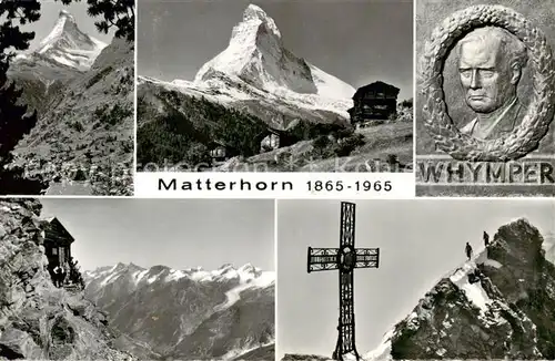 AK / Ansichtskarte  Matterhorn_Mont_Cervin_4478m_VS Teilansichten Portrait des Erstbesteigers Edward Whymper 