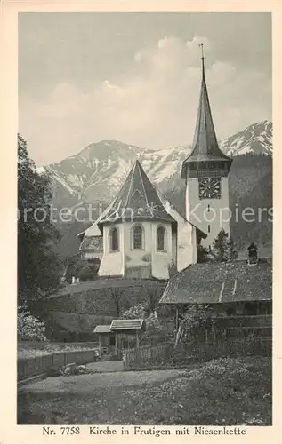 AK / Ansichtskarte  Frutigen_BE Kirche mit Niesenkette Frutigen BE