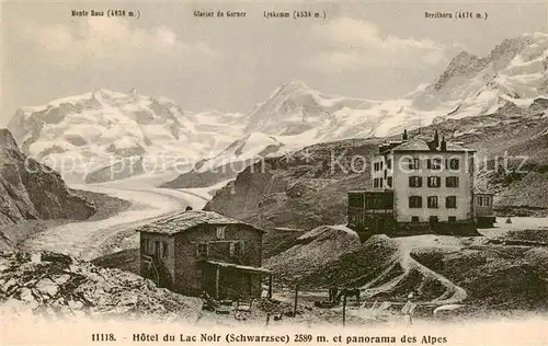 AK / Ansichtskarte  Schwarzsee_FR Hotel du Lac Noir Panorama des Alpes 