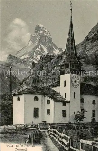 AK / Ansichtskarte  Zermatt_VS Kirche mit Matterhorn Zermatt_VS
