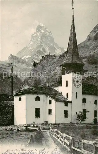 AK / Ansichtskarte  Zermatt_VS Kirche mit Matterhorn Zermatt_VS