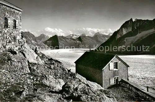 AK / Ansichtskarte  Concordiahuette_2870m_Jungfrau_BE mit Helsenhorn Eggishorn Bortelhorn Mte Leone 