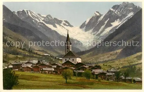 AK / Ansichtskarte  Kippel_VS Talkirche mit Ahnengrat Loetschenluecke Sattelhorn und Schienhorn 