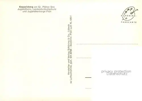 AK / Ansichtskarte  Koppelsberg am Gr Ploener See Jugendheim Landvolk Hochschule und Jugendherberge Ploen Fliegeraufnahme Koppelsberg