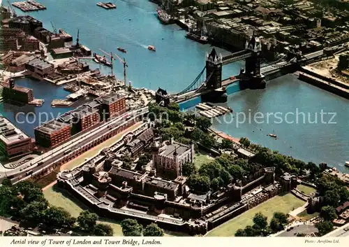 AK / Ansichtskarte 73815875 London__UK Aerial view of Tower of London and Tower Bridge 