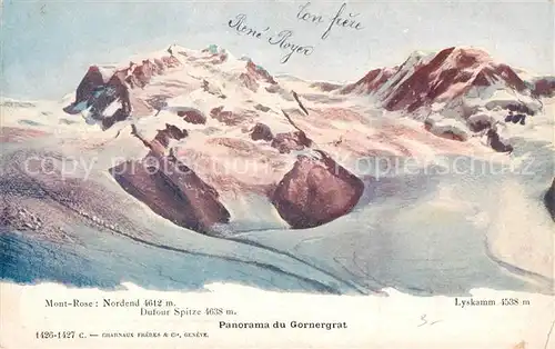 AK / Ansichtskarte  Gornergrat_Zermatt_VS Mont Rose Nordend Dufour Spitze Lyskamm 