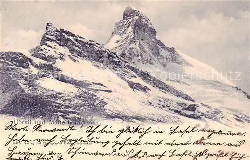 AK / Ansichtskarte  Zermatt_VS Mit Hoernli und Matterhorn Zermatt_VS