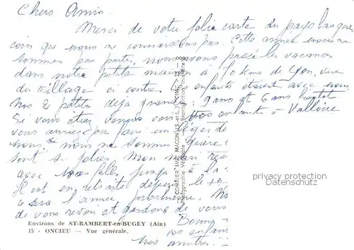 AK / Ansichtskarte  Oncieu_01_Ain Vue generale 