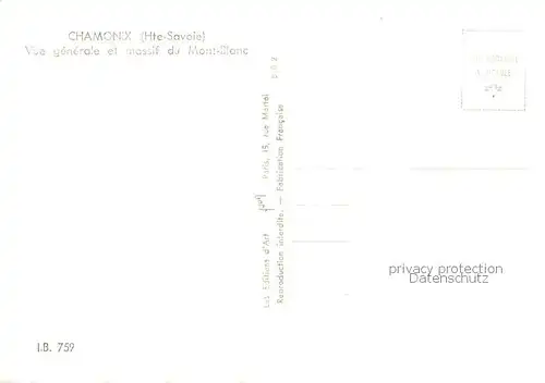 AK / Ansichtskarte  Chamonix_74_Haute-Savoie Vue generale et massif du Mont Blanc 