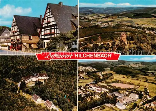 AK / Ansichtskarte  Hilchenbach Fachwerkhaeuser Burg Fliegeraufnahmen 