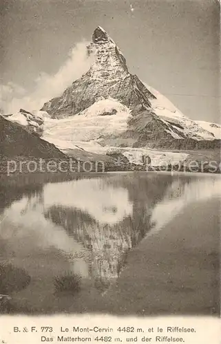 AK / Ansichtskarte  Zermatt_VS Matterhorn mit Riffelsee Zermatt_VS