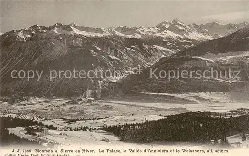 AK / Ansichtskarte  Montana_Crans_VS Le Palace la Vallee dAnniviers et le Weisshorn 
