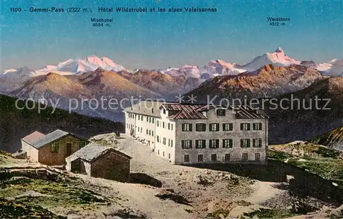 AK / Ansichtskarte  Gemmipass_2322m_VS Hotel Wildstrubel et les Alpes Valaisannes Mischabel und Weisshorn 